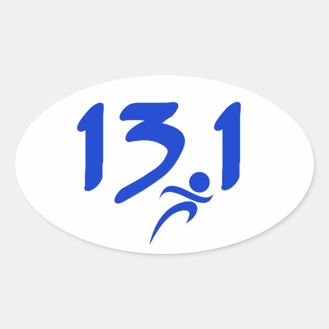 Sticker Ovale Bleu 13,1 demi-marathon (Devant)