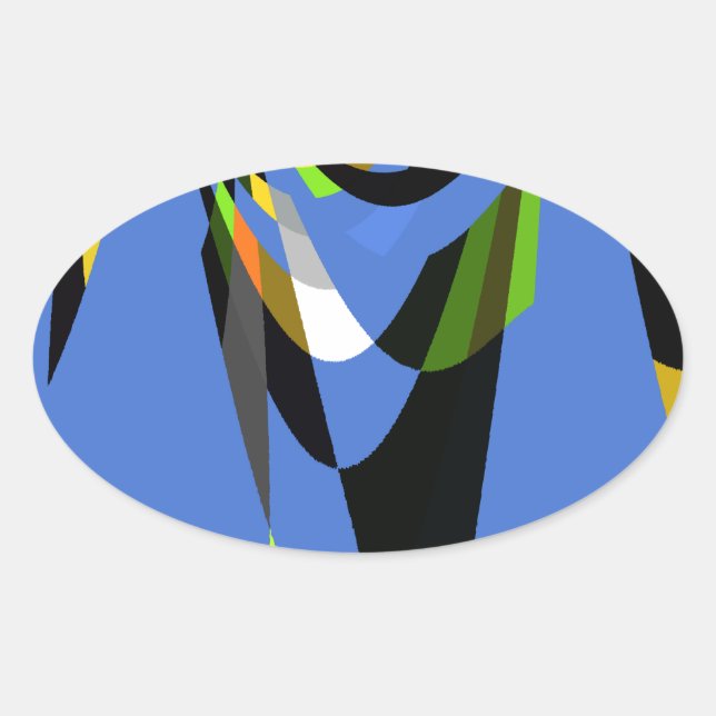 Sticker Ovale Bleu Africain Tribal Motif Motif Art Imprimer (Devant)