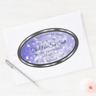 Sticker Ovale Bleu clair Parties scintillant Shimmer Produit Éti