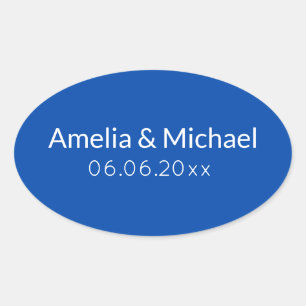 Sticker Ovale Bleu de cobalt minimaliste carte de sauvegarde de 