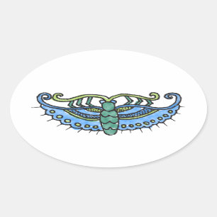 Sticker Ovale Bleu de papillon