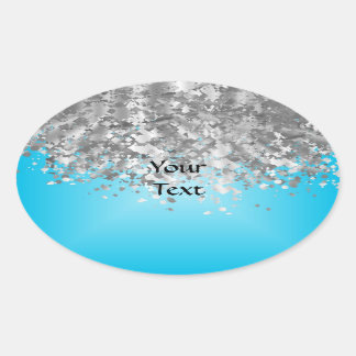 Sticker Ovale Bleu pâle et fausse parties scintillant