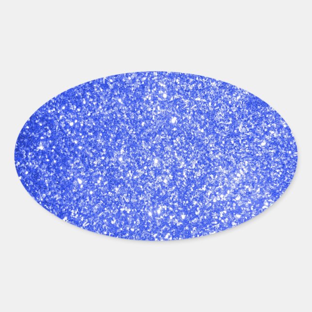 Sticker Ovale Bleu parties scintillant (Devant)