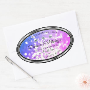 Sticker Ovale Bleu rose éblouissant Parties scintillant produit 