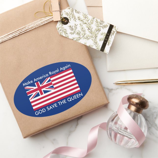 Sticker Ovale Bleu Rouge amusant Rendre l'Amérique Royale Art (Cadeaux)