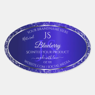 Sticker Ovale Bleu royal avec initiales de Parties scintillant É