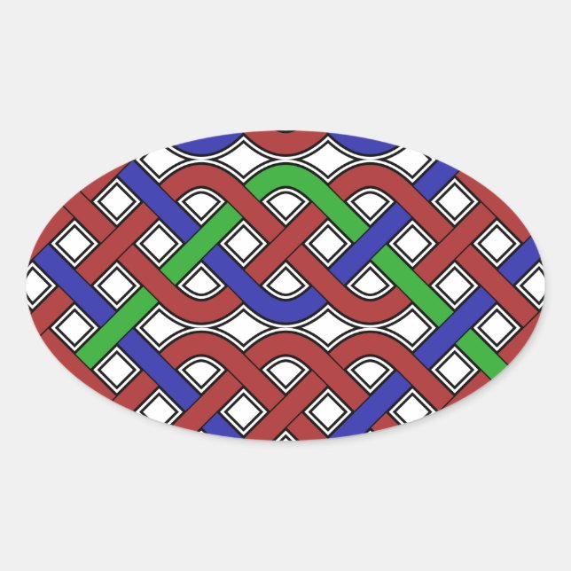 Sticker Ovale Bleu, vert et rouge céleste noeuds (Devant)