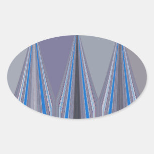 Sticker Ovale Bleu, violet, gris Chevron Art Imprimer