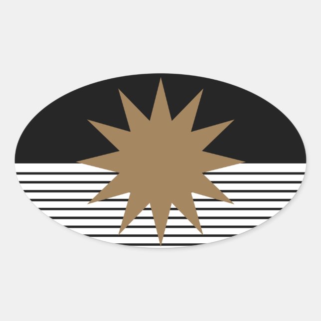 Sticker Ovale Blocage noir blanc et soleil Brown (Devant)