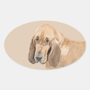 Sticker Ovale Bloodhound Peinture - Joli chien d'origine art