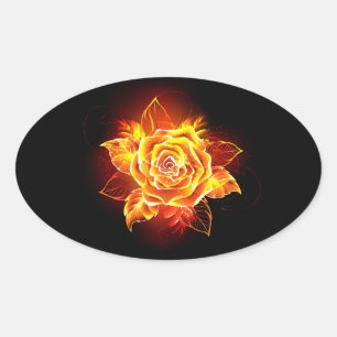 Sticker Ovale Blooming Fire Rose