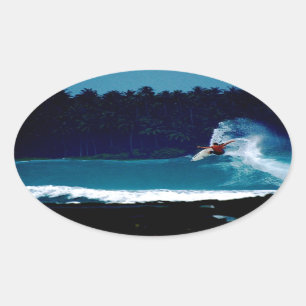 Sticker Ovale blowtail surfant d'inverse d'air de nias de