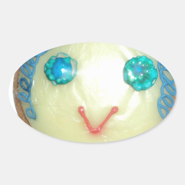 Sticker Ovale Blue Hair Emoji Art Imprimer/Graphique (Devant)