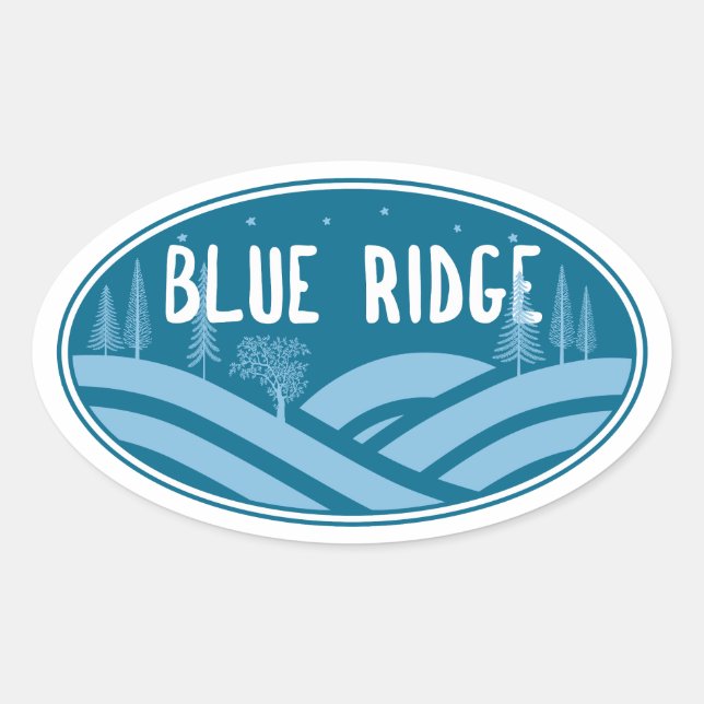 Sticker Ovale Blue Ridge Mountains Outdoors (Devant)