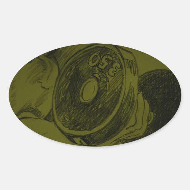 Sticker Ovale Body Building Fitcil Sketch (Devant)