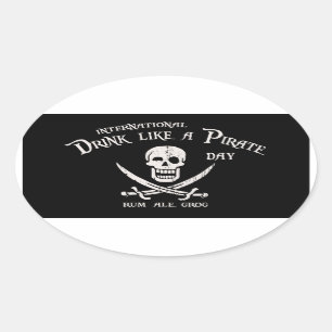 Sticker Ovale Boire comme un pirate