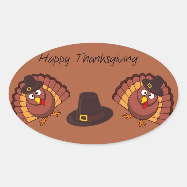 Sticker Ovale Bon thanksgiving orienté (Devant)