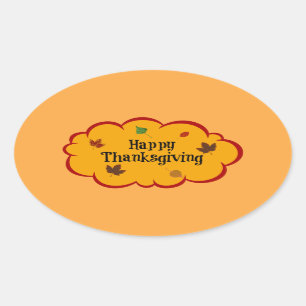 Sticker Ovale Bon thanksgiving, salutations de vacances,
