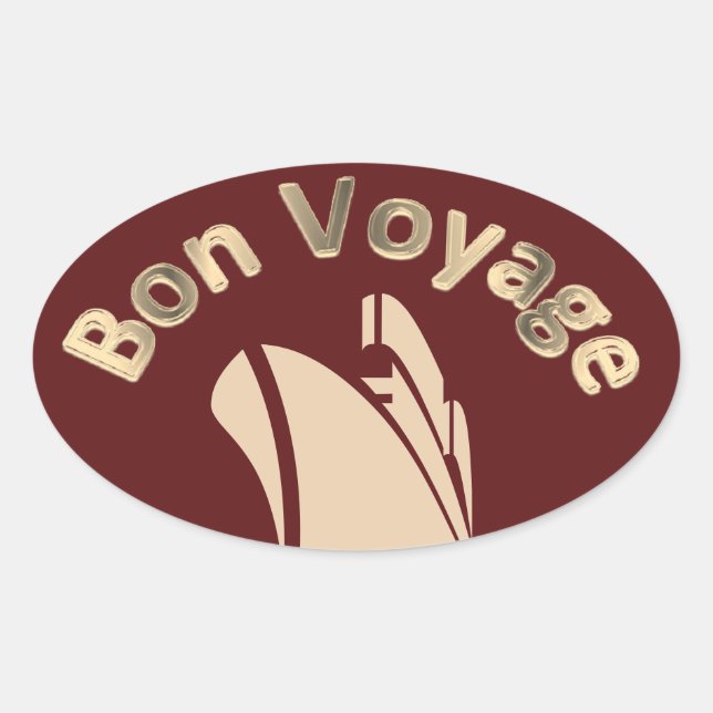 Sticker Ovale Bon Voyage Cruise Ship (Devant)