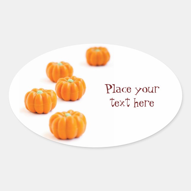 Sticker Ovale Bonbons citrouilles d'Halloween (Devant)