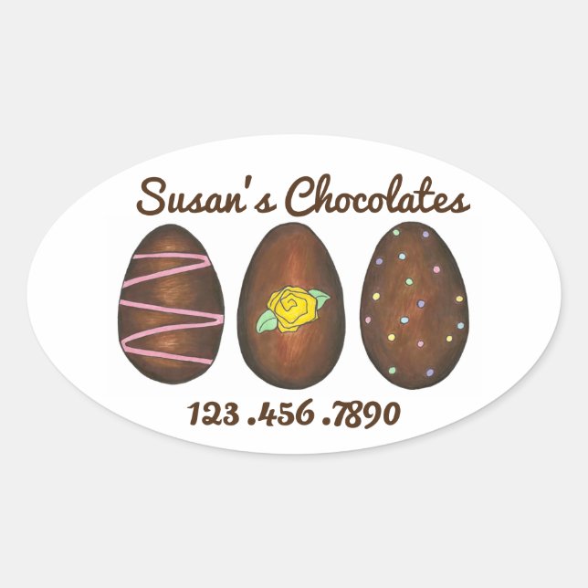 Sticker Ovale Bonbons de Pâques Stick OEufs de Chocolat Personna (Devant)