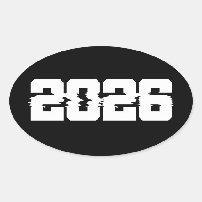 Sticker Ovale Bonne année 2026 (Devant)