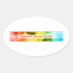 Sticker Ovale bonne année (bokeh coloré)