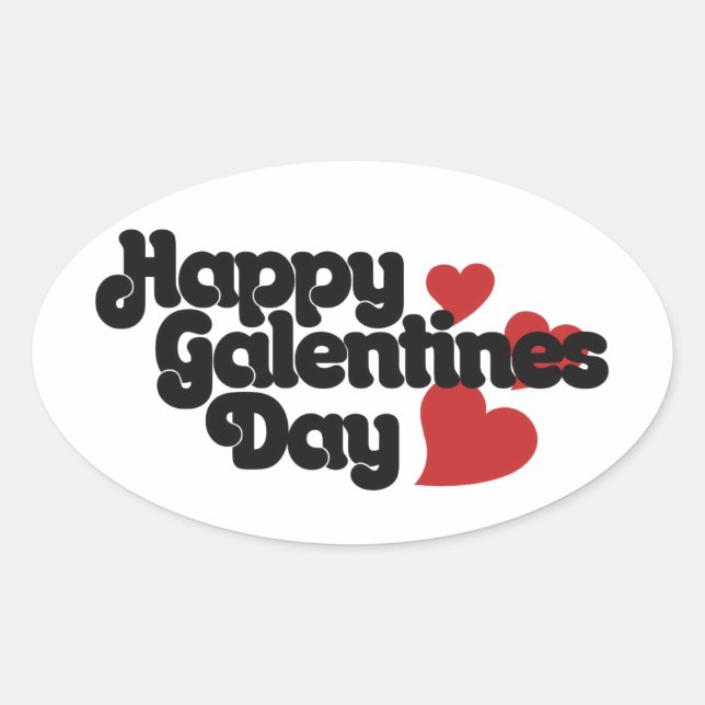 Sticker Ovale Bonne fête des Galentines (Devant)
