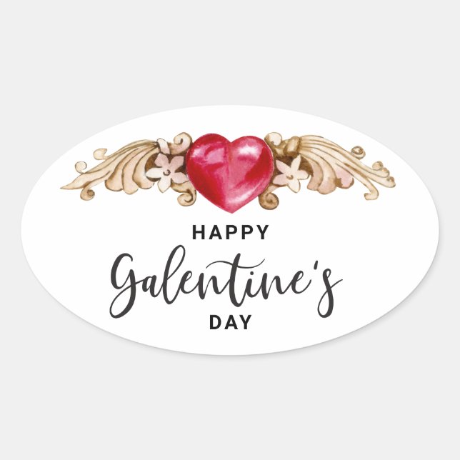 Sticker Ovale Bonne fête des Galentines (Devant)
