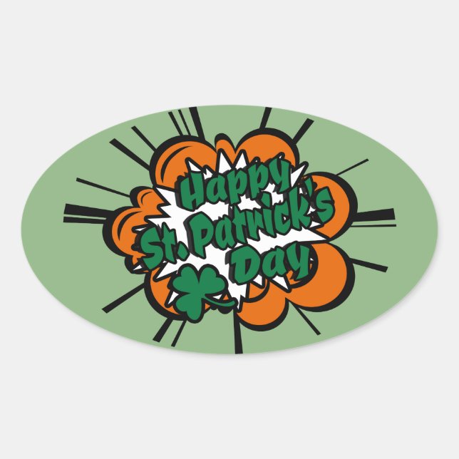 Sticker Ovale Bonne Saint Patrick's Day (Devant)