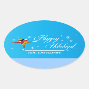 Sticker Ovale Bonnes fêtes sur la glace