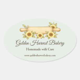 Sticker Ovale Boulangerie Tournesol Rustique Cottage Personnal
