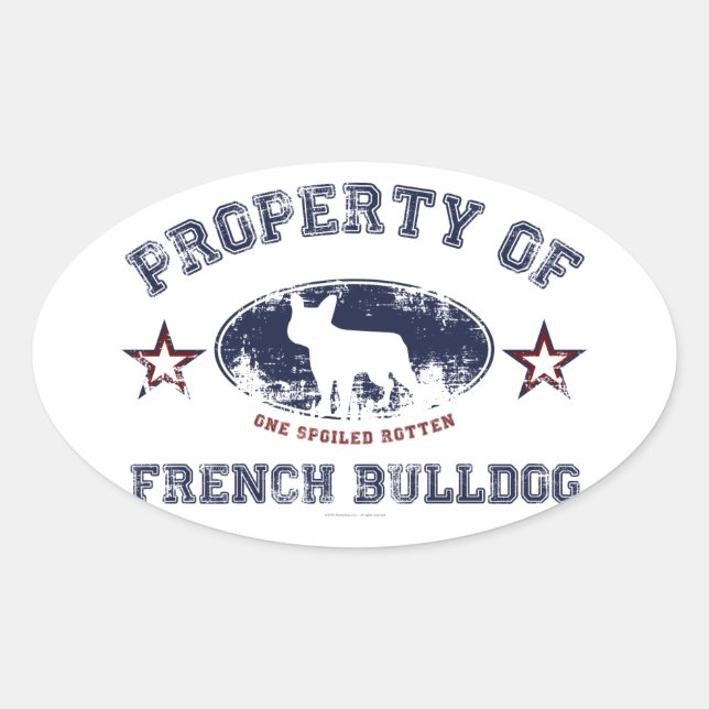 Sticker Ovale Bouledogue français (Devant)