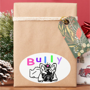 Sticker Ovale Bouledogue français French Bulldog
