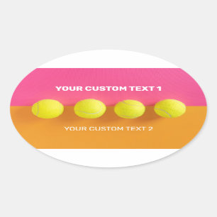 Sticker Ovale Boules de tennis de texte personnalisées