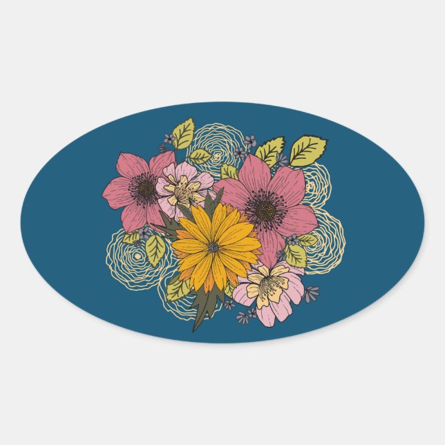 Sticker ovale Bouquet floral (Devant)