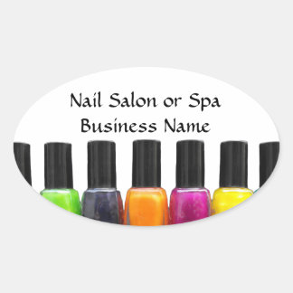 Sticker Ovale Bouteilles polonaises à ongles colorées, Salon à o