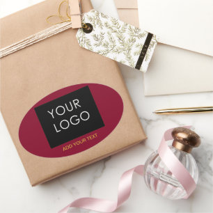 Sticker Ovale Boutique Burgundy Red Personnalisable Ajouter Votr