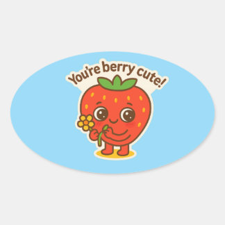 Sticker Ovale Bouton mignon Berry