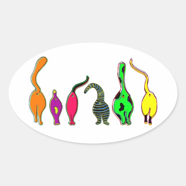 Sticker Ovale Boutons de chat colorés (Devant)