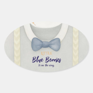 Sticker Ovale Boy baby shower autum chute burlap bodysuit invita