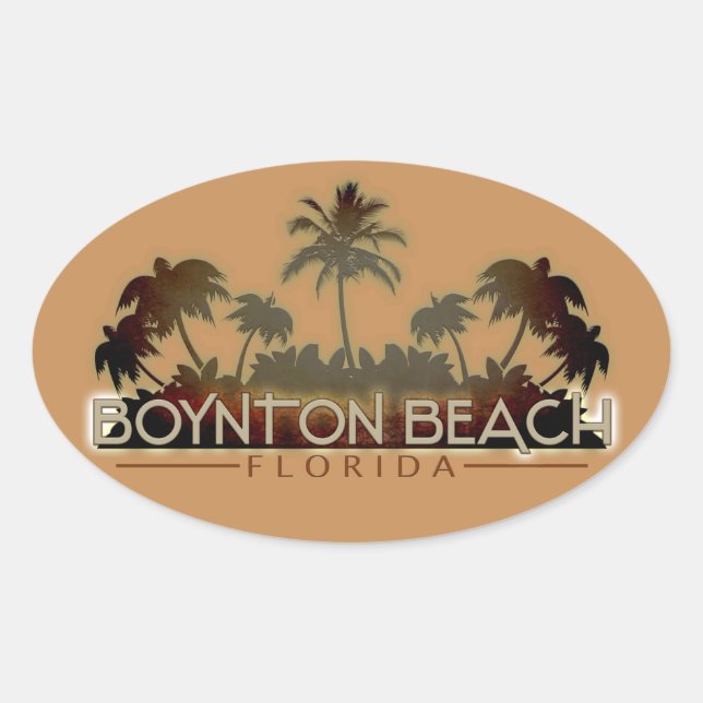 Sticker Ovale Boynton Beach Florida palmier mots oval autocollan (Devant)
