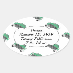 Sticker Ovale Boys Chambre Classique Cadeaux Voiture Sweet Green
