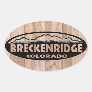 Sticker Ovale Breckenridge Colorado en bois signe ovale autocoll