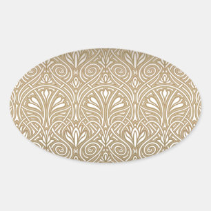 Sticker Ovale Bronze, or, Art nouveau, art déco, vintage,