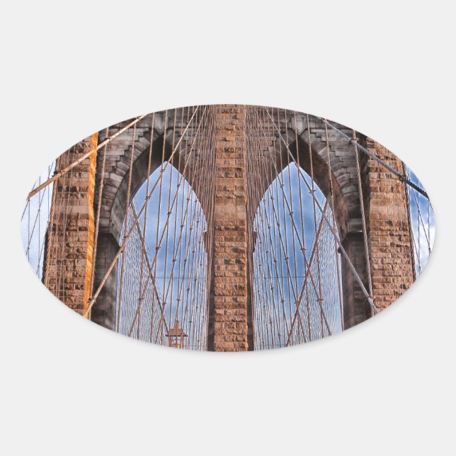 Sticker Ovale Brooklyn Bridge New York USA (Devant)