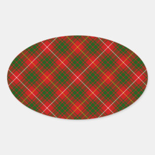 Sticker Ovale Bruce tartan rouge vert plaid