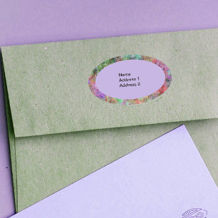 Sticker Ovale Brumes colorées de couleurs dans le rose vert