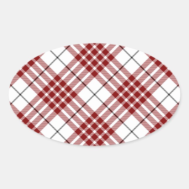 Sticker Ovale Buchanan tartan rouge blanc plaid (Devant)