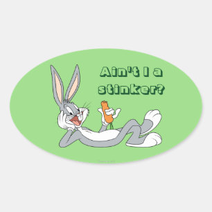 Sticker Ovale BUGS BUNNY™ Allongé en train de manger une carotte